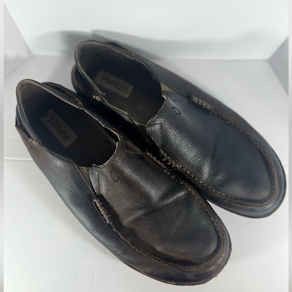 Olukai Mens Moloa Nubuck Leather Slip On Gel Insert Rubber Soles Shoes Size 13 - Picture 8 of 16